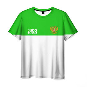 Мужская футболка 3D с принтом Дзюдо в Белгороде, 100% полиэфир | прямой крой, круглый вырез горловины, длина до линии бедер | Тематика изображения на принте: judo | дзюдо | единоборства | россия | спорт | федерация