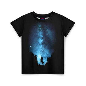 Детская футболка 3D с принтом Млечный путь в Белгороде, 100% гипоаллергенный полиэфир | прямой крой, круглый вырез горловины, длина до линии бедер, чуть спущенное плечо, ткань немного тянется | galaxy | milky way | night | space | star | вселенная | галактика | звезды | космос | млечный | ночь | путь