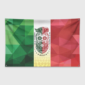 Флаг-баннер с принтом Мексика в Белгороде, 100% полиэстер | размер 67 х 109 см, плотность ткани — 95 г/м2; по краям флага есть четыре люверса для крепления | мексика | флаг | череп