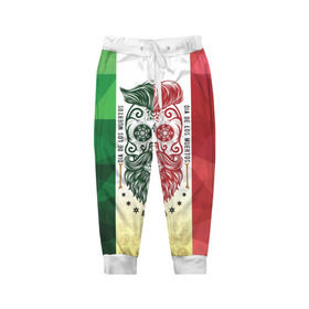 Детские брюки 3D с принтом Мексика в Белгороде, 100% полиэстер | манжеты по низу, эластичный пояс регулируется шнурком, по бокам два кармана без застежек, внутренняя часть кармана из мелкой сетки | мексика | флаг | череп