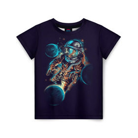 Детская футболка 3D с принтом Космический удар в Белгороде, 100% гипоаллергенный полиэфир | прямой крой, круглый вырез горловины, длина до линии бедер, чуть спущенное плечо, ткань немного тянется | cosmonaut | galaxy | planet | space | star | астронавт | галактика | звезда | космонавт | космос | планета