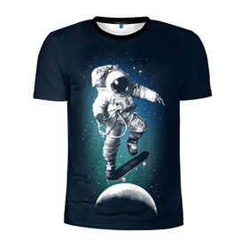 Мужская футболка 3D спортивная с принтом Космический скейтбординг в Белгороде, 100% полиэстер с улучшенными характеристиками | приталенный силуэт, круглая горловина, широкие плечи, сужается к линии бедра | cosmonaut | galaxy | planet | skate | space | star | галактика | звезды | космонавт | космос | планета | скейт