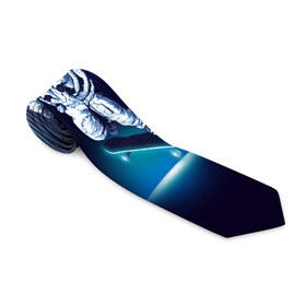 Галстук 3D с принтом Космический скейтбордист в Белгороде, 100% полиэстер | Длина 148 см; Плотность 150-180 г/м2 | Тематика изображения на принте: 