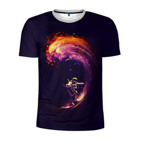 Мужская футболка 3D спортивная с принтом Космический серфинг в Белгороде, 100% полиэстер с улучшенными характеристиками | приталенный силуэт, круглая горловина, широкие плечи, сужается к линии бедра | cosmonaut | galaxy | planet | space | star | surf | галактика | звезды | космонавт | космос | планета | серф