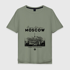 Мужская футболка хлопок Oversize с принтом Москва, ВДНХ в Белгороде, 100% хлопок | свободный крой, круглый ворот, “спинка” длиннее передней части | 