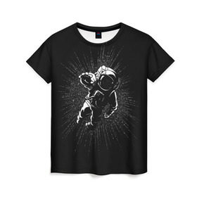 Женская футболка 3D с принтом Космическое прикосновение в Белгороде, 100% полиэфир ( синтетическое хлопкоподобное полотно) | прямой крой, круглый вырез горловины, длина до линии бедер | astro | cosmo | galaxy | planet | space | star | астронавт | галактика | звезды | космонавт | космос | планета