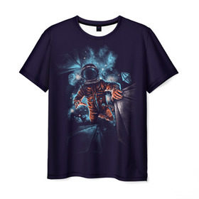 Мужская футболка 3D с принтом Неизвестная галактика в Белгороде, 100% полиэфир | прямой крой, круглый вырез горловины, длина до линии бедер | astro | cosmo | galaxy | planet | space | star | астронавт | галактика | звезды | космонавт | космос | планета
