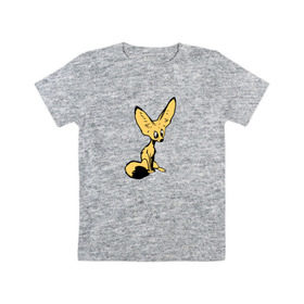 Детская футболка хлопок с принтом Лисенок в Белгороде, 100% хлопок | круглый вырез горловины, полуприлегающий силуэт, длина до линии бедер | Тематика изображения на принте: животное | лиса | фенек
