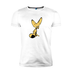 Мужская футболка премиум с принтом Лисенок в Белгороде, 92% хлопок, 8% лайкра | приталенный силуэт, круглый вырез ворота, длина до линии бедра, короткий рукав | животное | лиса | фенек