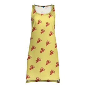 Платье-майка 3D с принтом Рай пиццы в Белгороде, 100% полиэстер | полуприлегающий силуэт, широкие бретели, круглый вырез горловины, удлиненный подол сзади. | food | pizza | грибы | еда | завтрак | колбаса | обед | пицца | помидор | ужин | фастфуд