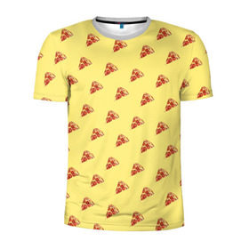 Мужская футболка 3D спортивная с принтом Рай пиццы в Белгороде, 100% полиэстер с улучшенными характеристиками | приталенный силуэт, круглая горловина, широкие плечи, сужается к линии бедра | food | pizza | грибы | еда | завтрак | колбаса | обед | пицца | помидор | ужин | фастфуд