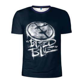 Мужская футболка 3D спортивная с принтом Bleed Blue в Белгороде, 100% полиэстер с улучшенными характеристиками | приталенный силуэт, круглая горловина, широкие плечи, сужается к линии бедра | Тематика изображения на принте: dota | evil geniuses | international | team | ti5 | дота | злые гении | интернешнл