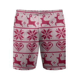 Мужские шорты 3D спортивные с принтом Розовый свитер в Белгороде,  |  | ангел | ёлка | ель | зима | колокольчик | нг | новый год | олень | рождество | санта | свитер | снег