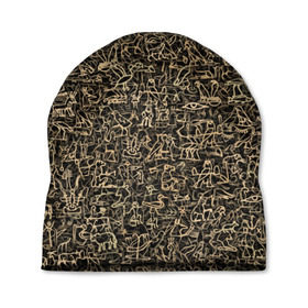 Шапка 3D с принтом Египетские иероглифы в Белгороде, 100% полиэстер | универсальный размер, печать по всей поверхности изделия | африка | древний | египет | знак | история | паттерн | письменность | символ | текстура