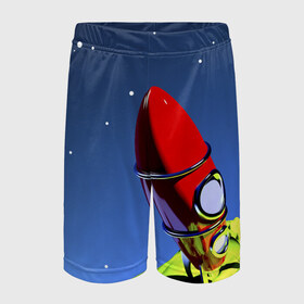 Детские спортивные шорты 3D с принтом Ракета в Белгороде,  100% полиэстер
 | пояс оформлен широкой мягкой резинкой, ткань тянется
 | space | вселенная | яркий