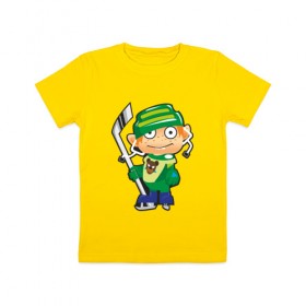 Детская футболка хлопок с принтом Юный хоккеист в Белгороде, 100% хлопок | круглый вырез горловины, полуприлегающий силуэт, длина до линии бедер | 