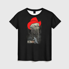 Женская футболка 3D с принтом Мир дикого запада 4 в Белгороде, 100% полиэфир ( синтетическое хлопкоподобное полотно) | прямой крой, круглый вырез горловины, длина до линии бедер | westworld | западный мир | мир дикого запада