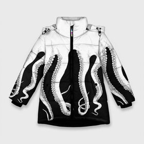 Зимняя куртка для девочек 3D с принтом Octopus в Белгороде, ткань верха — 100% полиэстер; подклад — 100% полиэстер, утеплитель — 100% полиэстер. | длина ниже бедра, удлиненная спинка, воротник стойка и отстегивающийся капюшон. Есть боковые карманы с листочкой на кнопках, утяжки по низу изделия и внутренний карман на молнии. 

Предусмотрены светоотражающий принт на спинке, радужный светоотражающий элемент на пуллере молнии и на резинке для утяжки. | octopus