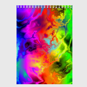 Скетчбук с принтом Красочное безумие в Белгороде, 100% бумага
 | 48 листов, плотность листов — 100 г/м2, плотность картонной обложки — 250 г/м2. Листы скреплены сверху удобной пружинной спиралью | кислота | радуга | разноцветный | яркий