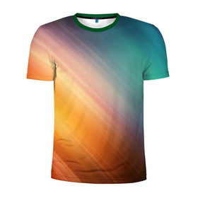 Мужская футболка 3D спортивная с принтом Стильный окрас в Белгороде, 100% полиэстер с улучшенными характеристиками | приталенный силуэт, круглая горловина, широкие плечи, сужается к линии бедра | градиент | полосы | разноцветный