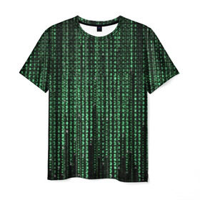 Мужская футболка 3D с принтом Матрица в Белгороде, 100% полиэфир | прямой крой, круглый вырез горловины, длина до линии бедер | атака | буквы | виртуальный мир | вирус | гаджет | девайс | иероглифы | интернет | компьютер | матрица | паутина | программист | сеть | символы | софт | хакер | цифры