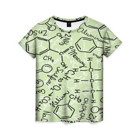 Женская футболка 3D с принтом Формула в Белгороде, 100% полиэфир ( синтетическое хлопкоподобное полотно) | прямой крой, круглый вырез горловины, длина до линии бедер | новая | формула | химия