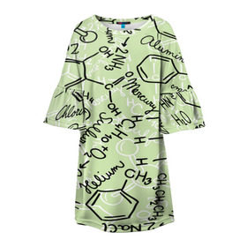 Детское платье 3D с принтом Формула в Белгороде, 100% полиэстер | прямой силуэт, чуть расширенный к низу. Круглая горловина, на рукавах — воланы | Тематика изображения на принте: новая | формула | химия