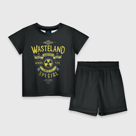 Детский костюм с шортами 3D с принтом Come to Wasteland в Белгороде,  |  | Тематика изображения на принте: atom | bomb | boy | fallout | radioactive | vault | wasteland | атом | бой | бомба | волт | мальчик | радиация | фоллаут | ядерная