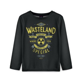 Детский лонгслив 3D с принтом Come to Wasteland в Белгороде, 100% полиэстер | длинные рукава, круглый вырез горловины, полуприлегающий силуэт
 | atom | bomb | boy | fallout | radioactive | vault | wasteland | атом | бой | бомба | волт | мальчик | радиация | фоллаут | ядерная