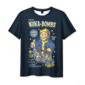 Мужская футболка 3D с принтом Nuka Bombs в Белгороде, 100% полиэфир | прямой крой, круглый вырез горловины, длина до линии бедер | atom | bomb | boy | fallout | radioactive | vault | wasteland | атом | бой | бомба | волт | мальчик | радиация | фоллаут | ядерная