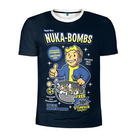 Мужская футболка 3D спортивная с принтом Nuka Bombs в Белгороде, 100% полиэстер с улучшенными характеристиками | приталенный силуэт, круглая горловина, широкие плечи, сужается к линии бедра | atom | bomb | boy | fallout | radioactive | vault | wasteland | атом | бой | бомба | волт | мальчик | радиация | фоллаут | ядерная
