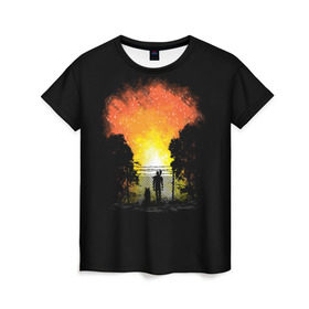 Женская футболка 3D с принтом Wasteland Apocalypse в Белгороде, 100% полиэфир ( синтетическое хлопкоподобное полотно) | прямой крой, круглый вырез горловины, длина до линии бедер | atom | bomb | boy | fallout | radioactive | vault | wasteland | атом | бой | бомба | волт | мальчик | радиация | фоллаут | ядерная