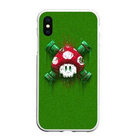 Чехол для iPhone XS Max матовый с принтом Mario Mushroom в Белгороде, Силикон | Область печати: задняя сторона чехла, без боковых панелей | 8 bit | 8 бит | nintendo | гриб | нинтендо