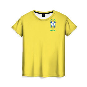 Женская футболка 3D с принтом Сборная Бразилии в Белгороде, 100% полиэфир ( синтетическое хлопкоподобное полотно) | прямой крой, круглый вырез горловины, длина до линии бедер | brazil | америка | бразилия