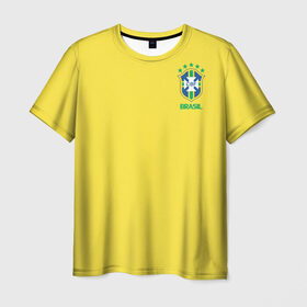 Мужская футболка 3D с принтом Сборная Бразилии в Белгороде, 100% полиэфир | прямой крой, круглый вырез горловины, длина до линии бедер | brazil | америка | бразилия