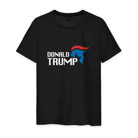 Мужская футболка хлопок с принтом Donald Trump logo в Белгороде, 100% хлопок | прямой крой, круглый вырез горловины, длина до линии бедер, слегка спущенное плечо. | Тематика изображения на принте: дональд | трамп