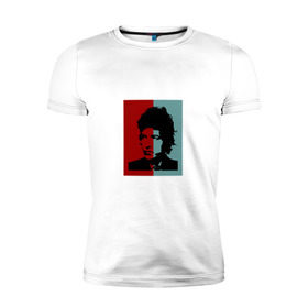 Мужская футболка премиум с принтом Bob Dylan в Белгороде, 92% хлопок, 8% лайкра | приталенный силуэт, круглый вырез ворота, длина до линии бедра, короткий рукав | дилан | знаменитости | музыка | рок