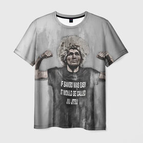 Мужская футболка 3D с принтом Хабиб в Белгороде, 100% полиэфир | прямой крой, круглый вырез горловины, длина до линии бедер | khabib | nurmagomedov | ufc | нурмагомедов | хабиб