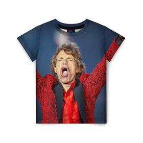 Детская футболка 3D с принтом Rolling Stones в Белгороде, 100% гипоаллергенный полиэфир | прямой крой, круглый вырез горловины, длина до линии бедер, чуть спущенное плечо, ткань немного тянется | Тематика изображения на принте: 