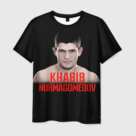Мужская футболка 3D с принтом Хабиб Нурмагомедов в Белгороде, 100% полиэфир | прямой крой, круглый вырез горловины, длина до линии бедер | ufc