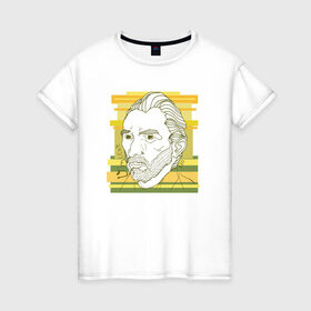 Женская футболка хлопок с принтом Ван Гог в Белгороде, 100% хлопок | прямой крой, круглый вырез горловины, длина до линии бедер, слегка спущенное плечо | ван гог | геометрия | глаз | знаенитость | лайнворк | мода | рисунок | тату | художник