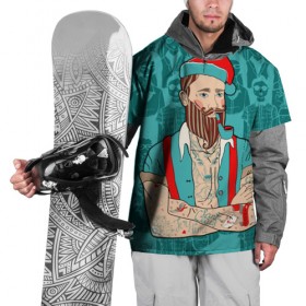 Накидка на куртку 3D с принтом Санта хипстер в Белгороде, 100% полиэстер |  | Тематика изображения на принте: 