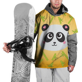 Накидка на куртку 3D с принтом Панда с бамбуком в Белгороде, 100% полиэстер |  | бамбук | оранжевый | панда