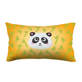 Подушка антистресс с принтом Панда с бамбуком в Белгороде, наволочка — 100% полиэстер, наполнитель — вспененный полистирол | состоит из подушки и наволочки на молнии | бамбук | оранжевый | панда
