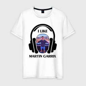 Мужская футболка хлопок с принтом I like Martin Garrix в Белгороде, 100% хлопок | прямой крой, круглый вырез горловины, длина до линии бедер, слегка спущенное плечо. | 