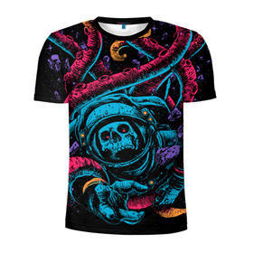 Мужская футболка 3D спортивная с принтом Космический осьминог в Белгороде, 100% полиэстер с улучшенными характеристиками | приталенный силуэт, круглая горловина, широкие плечи, сужается к линии бедра | Тематика изображения на принте: astro | cosmo | galaxy | kraken | octopus | space | астронавт | галактика | космонавт | космос | кракен | осьминог
