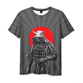 Мужская футболка 3D с принтом Мертвый самурай в Белгороде, 100% полиэфир | прямой крой, круглый вырез горловины, длина до линии бедер | bone | japan | samurai | skelet | skull | warrior | воин | катана | кости | меч | самурай | скелет | череп | япония