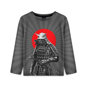 Детский лонгслив 3D с принтом Мертвый самурай в Белгороде, 100% полиэстер | длинные рукава, круглый вырез горловины, полуприлегающий силуэт
 | bone | japan | samurai | skelet | skull | warrior | воин | катана | кости | меч | самурай | скелет | череп | япония