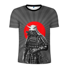 Мужская футболка 3D спортивная с принтом Мертвый самурай в Белгороде, 100% полиэстер с улучшенными характеристиками | приталенный силуэт, круглая горловина, широкие плечи, сужается к линии бедра | Тематика изображения на принте: bone | japan | samurai | skelet | skull | warrior | воин | катана | кости | меч | самурай | скелет | череп | япония