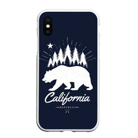 Чехол для iPhone XS Max матовый с принтом California Republic в Белгороде, Силикон | Область печати: задняя сторона чехла, без боковых панелей | america | bear | california | united states | usa | америка | калифорния | медведь | сша | штаты